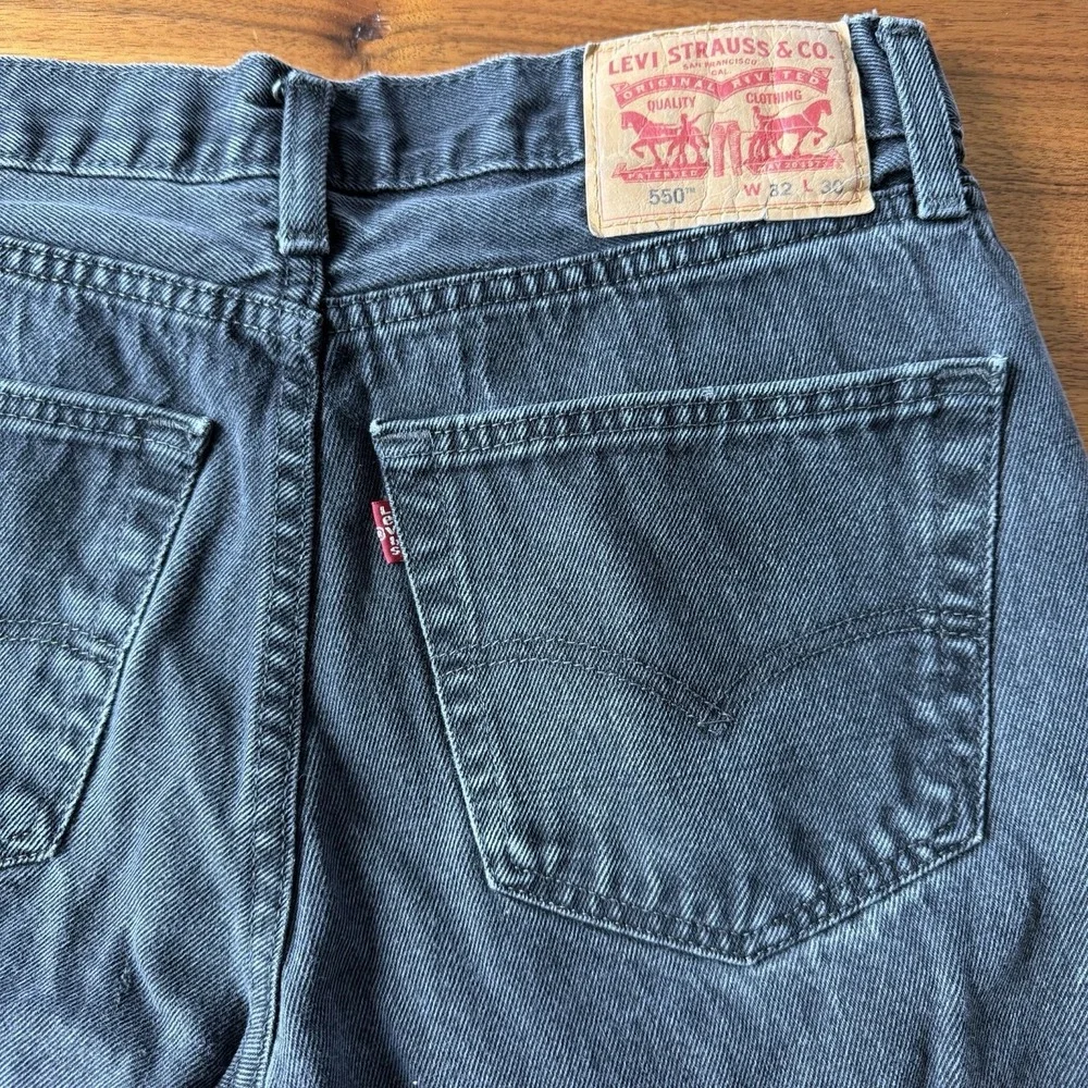 Levi's 550‎ Relaxed Fit Jeans Men 30x27 Black Gray Wash Tapered Denim